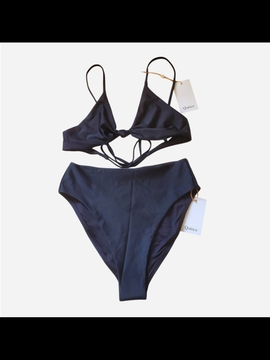 Quince Other - Quince Italian Knotted Triangle Bikini Top High Rise High Leg Bottom Set Size M
